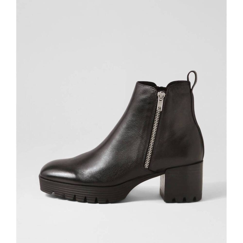 NEW DJANGO & JULIETTE women's dinis leather boot in black leather